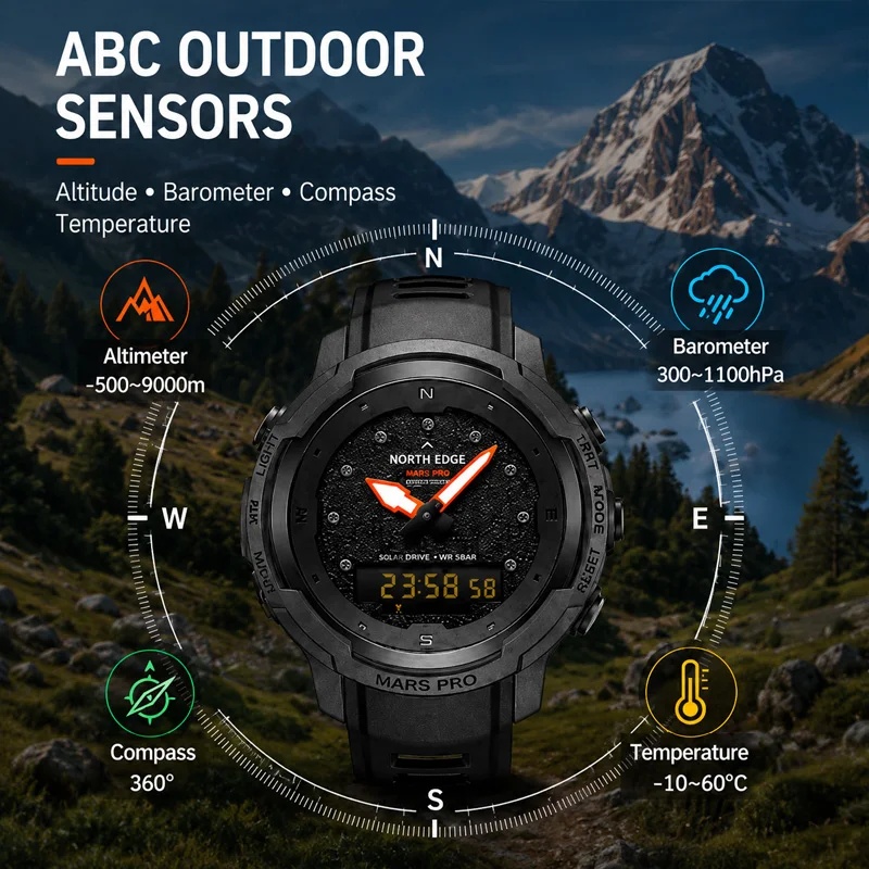 NORTH EDGE MARS PRO Outdoor Wa - Altimeter Compass Watch recension och pris